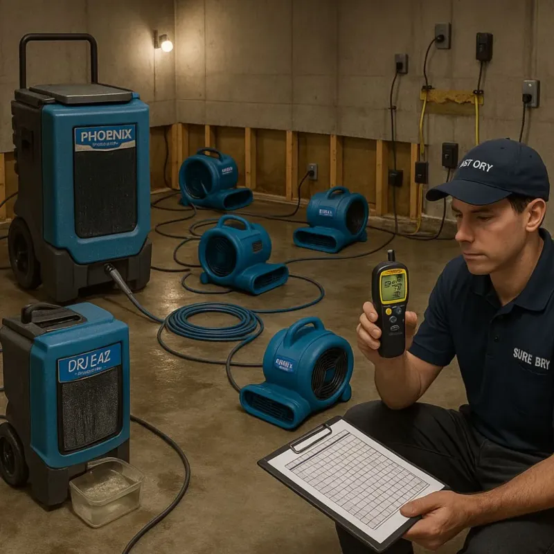 Structural Drying and Dehumidification process in Spangler, PA